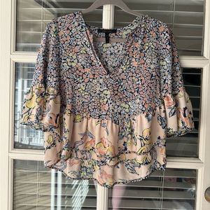 BCBG multi color paisley top XXS